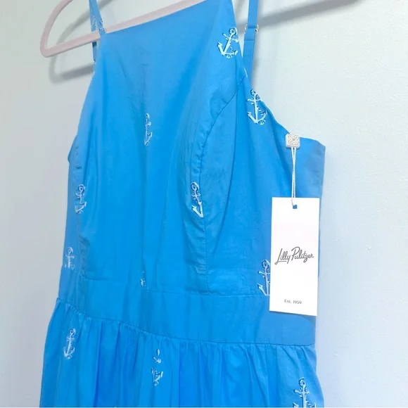 NWT Lilly Pulitzer Charlese cotton halter midi dress in Lunar blue, size 6 - Picture 6 of 11